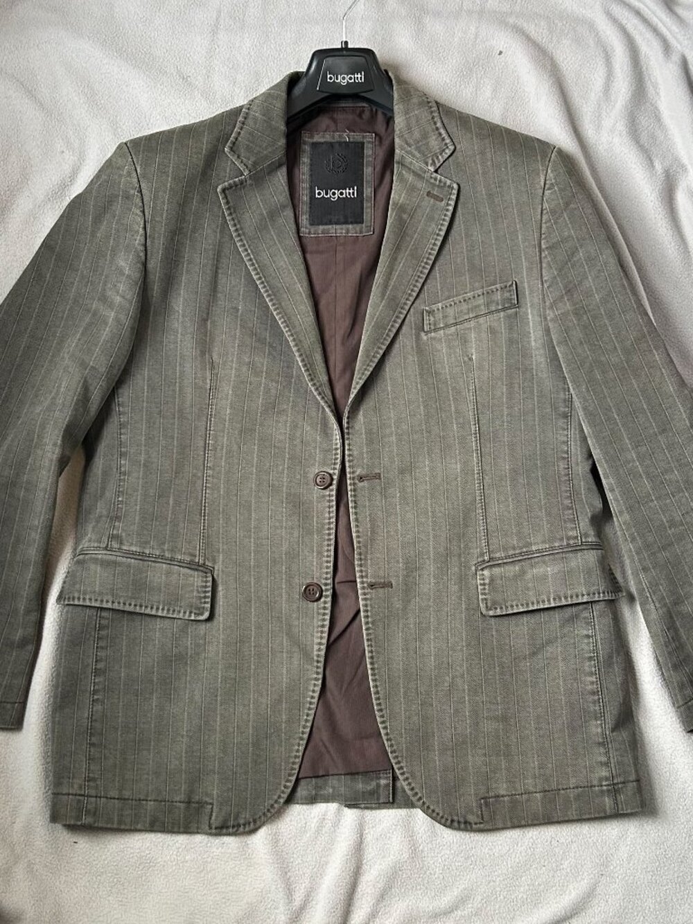 Bugatti Men’s Casual Pinstripe Blazer Jacket Sport Coat - Green / Grey Size 42